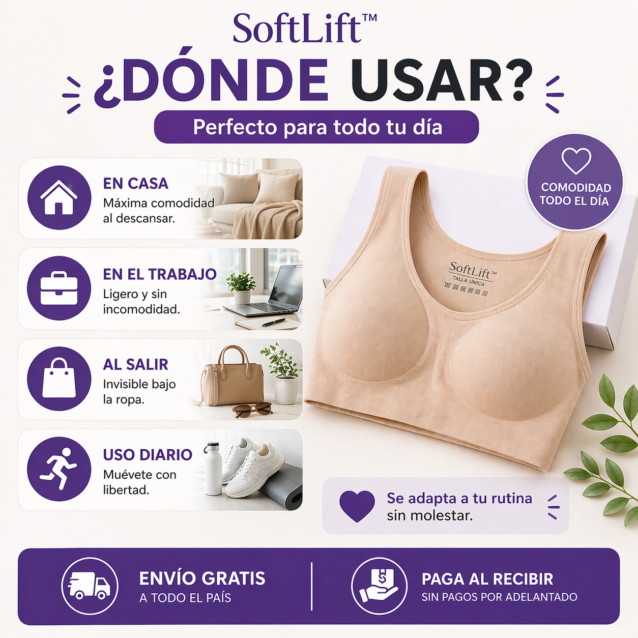 SoftLift™ | Adiós incomodidad 💜 Sostén sin aros 3x1