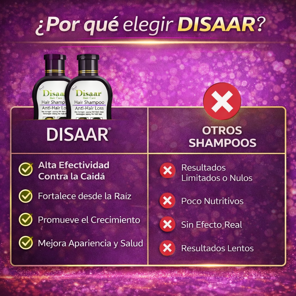 DISAAR® Shampoo Anticaida 2x1 – Deten la caida desde la raiz
