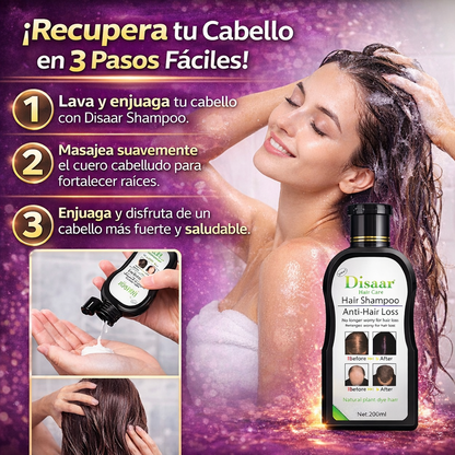 DISAAR® Shampoo Anticaida 2x1 – Deten la caida desde la raiz