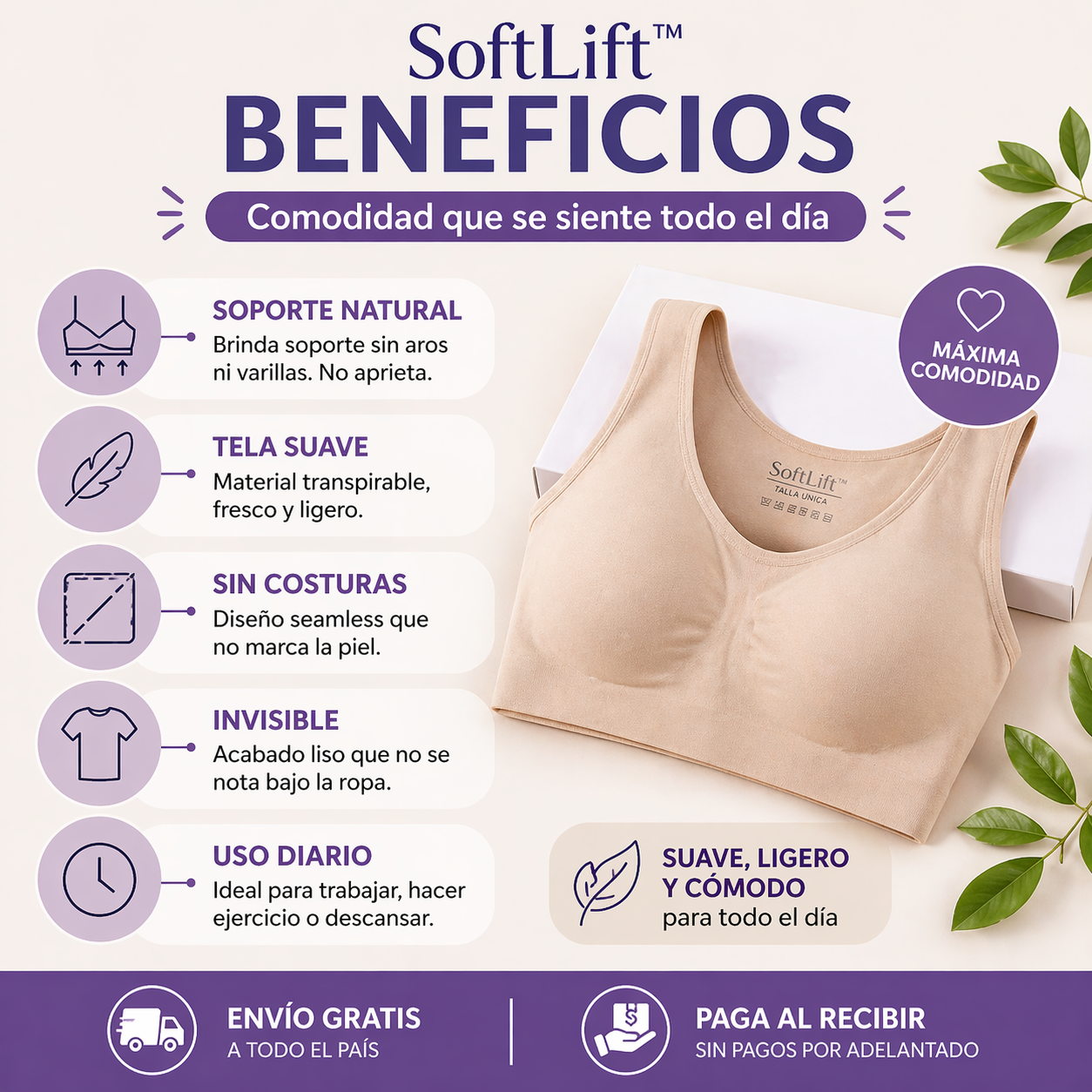SoftLift™ | Adiós incomodidad 💜 Sostén sin aros 3x1